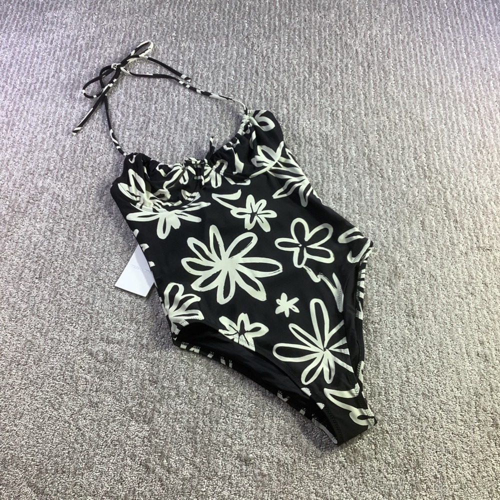 Solid & Striped The Malika One Piece Swimsuit Floral Doodle Underwire Size S NWT